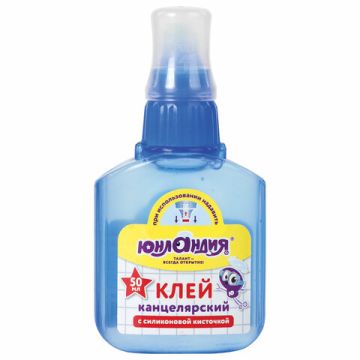 Клей канцелярский с силиконовой кисточкой 50мл ЮНЛАНДИЯ 1/12