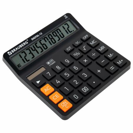 Калькулятор настольный BRAUBERG DIGITAL-12-BK (151х152 мм) 12 разр дв питание черный 1/20 (Клиент)