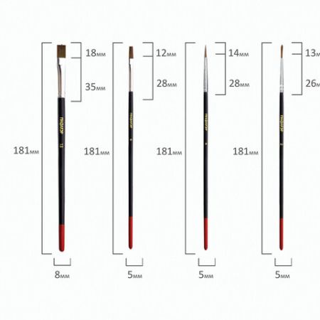 Кисти 15шт Пони 9шт Синтетика 4шт Щетина 2шт плоские круглые ПИФАГОР 1/24/96 (Клиент)