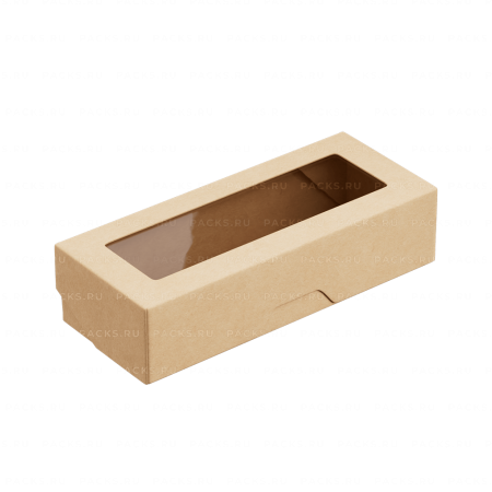Контейнер бумажный с окном 500мл 170х65х40мм крафт ламин OneBox 1EA  25/350