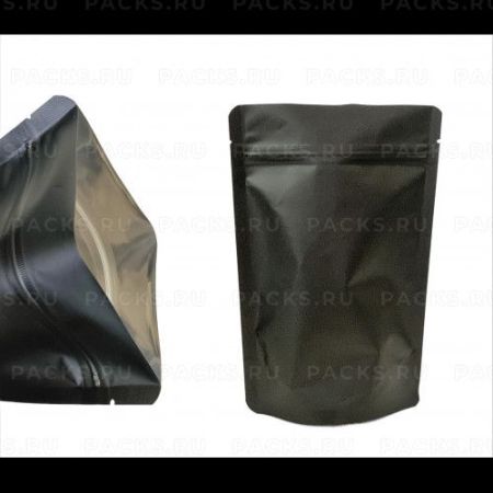 Пакет Дой-Пак Zip-Lock черный матовый 135х225 (40+40) №43 металл. внутри 100/600 