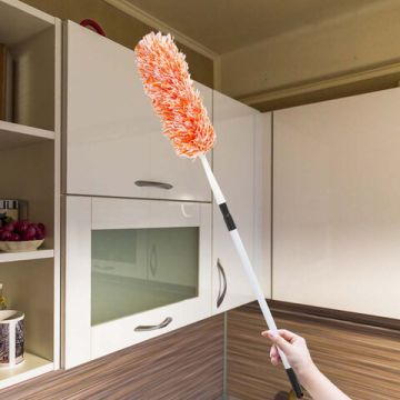 Сметка-метелка для смахивания пыли 160 см ЛАЙМА, телескоп. стальная ручка, оранжевая 1/24 (клиент)