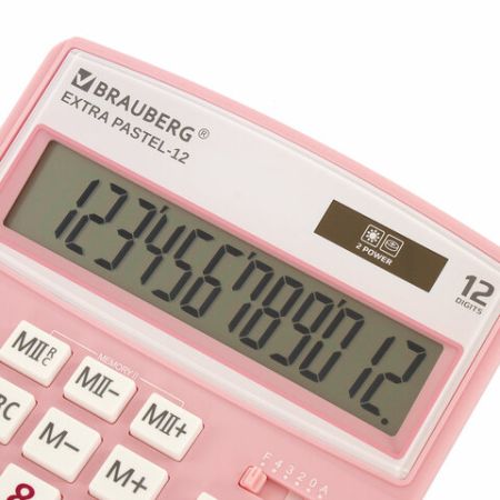 Калькулятор настольный BRAUBERG EXTRA-12-РК (206x155мм) 12разр розовый 1/20/40 (Клиент)