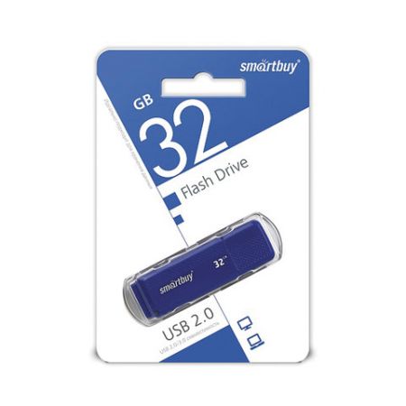 Флэш-диск 32 GB SMARTBUY Dock USB 2.0 синий SB32GBDK-B1/180 (Клиент)