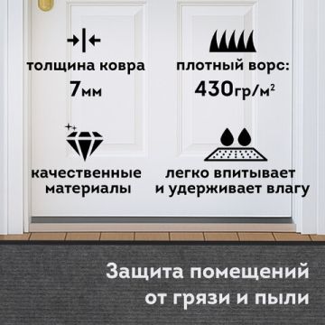 Коврик входной ворсовый влаго-грязезащитный ЛАЙМА/ЛЮБАША 60х90см серый 1/10 (Клиент)