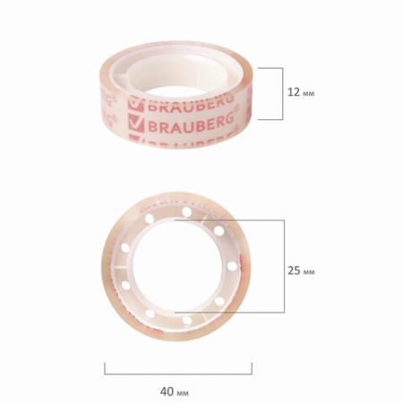 Канц.лента 12х10 прозрачная гарантированная длина BRAUBERG 12/50 (Клиент)