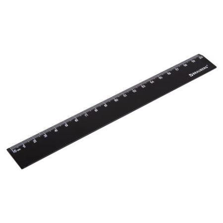 Линейка 20см пластиковая черная BRAUBERG 1/96