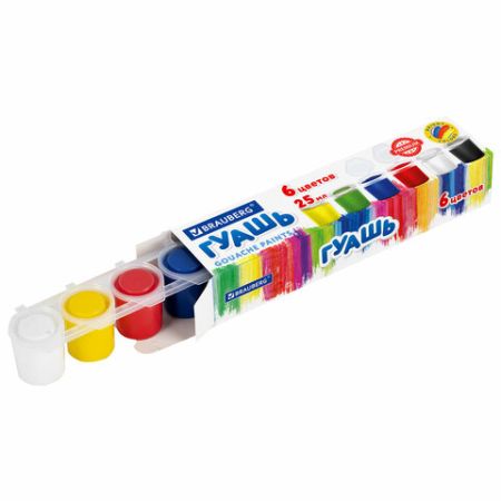 Гуашь 06цв 25мл BRAUBERG PREMIUM 1/18/72