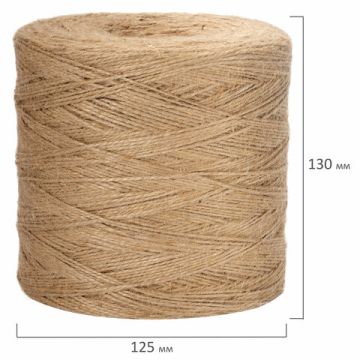 Шпагат джутовый полированный 1200м диаметр 1,8мм 2х ниточный BRAUBERG 1/9 (клиент)