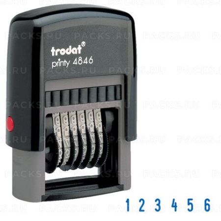 Нумератор 6-разрядный, оттиск 25х4мм синий TRODAT 4846, корпус черный 1/10/750