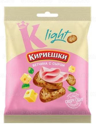 Продукты, Сухарики Кириешки Light со вкусом ветчины и сыра 33 гр 1/50