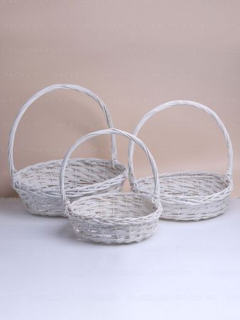 Корзина плетеная 36х36х9см белый плетеная ива М 1/1