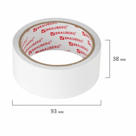 Клейкая лента 2-стор ПП 38ммх8м 90мкм прочная BRAUBERG 1/36 (Клиент)