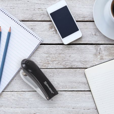 Степлер №10 до 12л с антистеплером черный BRAUBERG 1/12