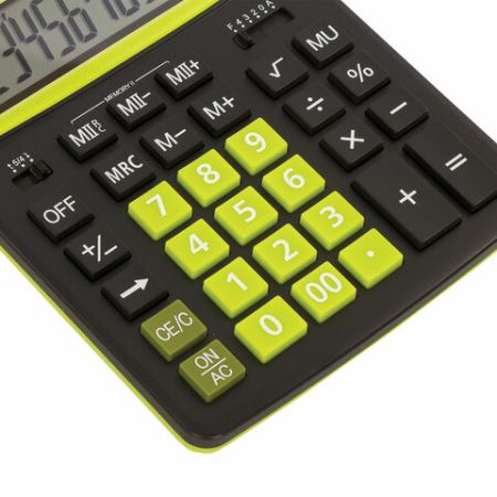 Калькулятор настольный BRAUBERG EXTRA-12-BKBU (206x155мм) 12разр дв питание ЧЕРНО-САЛАТОВЫЙ 1/20