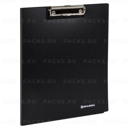 Папка-планшет с прижимом и крышкой А4 0,9мм до 50л пластик черный BRAUBERG Стандарт 1/20/120 