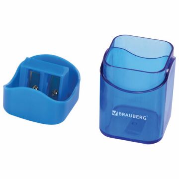 Точилка 2 отверстия с контейнером прямоугольная цвет черный/синий Win Brauberg 1/12