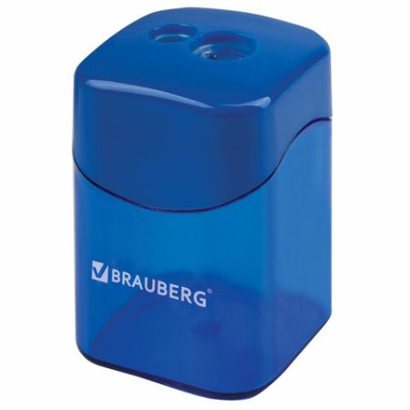 Точилка 2 отверстия с контейнером прямоугольная цвет черный/синий Win Brauberg 1/12