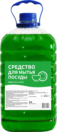 Средство жидкое для мытья посуды 5л эконом Green Tea and Apple Италмас 1/4