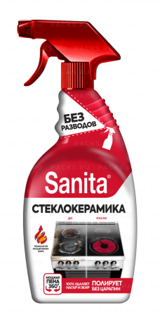 Средство для чистки стеклокерамики антижир 500мл спрей Санита 1/15