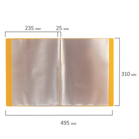 Папка  40 вклад. BRAUBERG Contract, желтая, вкладыши - антиблик, 0,7мм, бизнес-класс 1/30