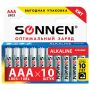 Элемент питания SONNEN, AAА (LR3), КОМПЛЕКТ 10шт., АЛКАЛИН 1.5В, 1/6/60