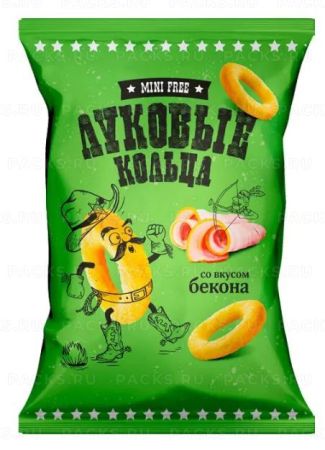 Продукты, Луковые кольца Mini Free со вкусом бекона 45 г 1/24