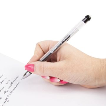 Ручка гелевая черная 0,5мм линия 0,35мм игольчатый узел Geller BRAUBERG 1/12