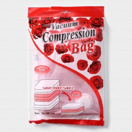 Пакет вакуумный 70х100 (1шт) для хранения вещей аромат Роза 1/12/144