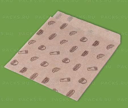Пакет бумажный уголок крафт 140х160 Street Food 40 гр/м2 100/2500