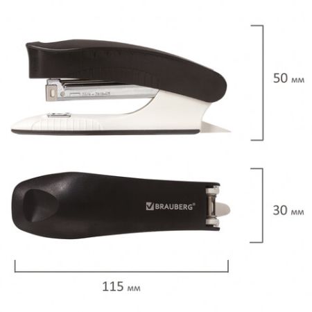 Степлер №24/6 26/6 до 30л черный METROPOLIS BRAUBERG 1/10/120 (Клиент)