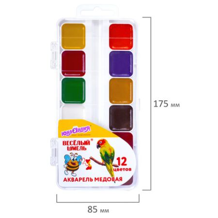 Краски акварельные 12цв медовые Веселый Шмель ЮНЛАНДИЯ 1/12