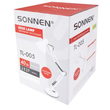 Светильник настольный SONNEN TL-005 на подставке цоколь E27 белый 1/12 (Клиент)