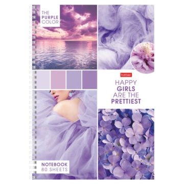 Тетрадь 80л А4 клетка гребень картон HATBER 1/4/28