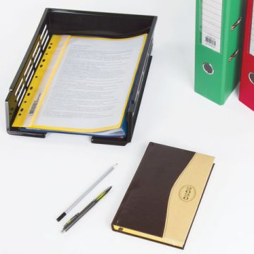 Лоток горизонтальный для бумаг сетчатый с пазами черный Basic Brauberg 1/14