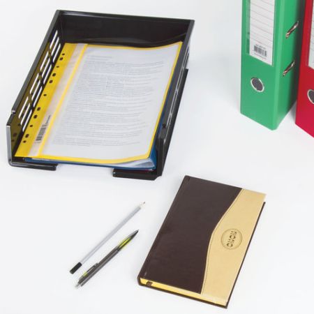 Лоток горизонтальный для бумаг сетчатый с пазами черный Basic Brauberg 1/14