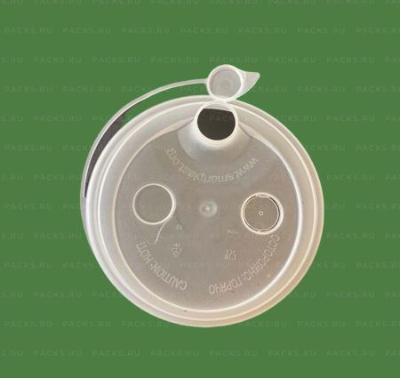 Крышка для бумажных стаканов d 90 мм с питейником флип-топ прозрачная матовая 50/1000