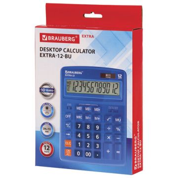 Калькулятор настольный BRAUBERG EXTRA-12-BU (206x155мм) 12разр синий 1/20/40 (Клиент)
