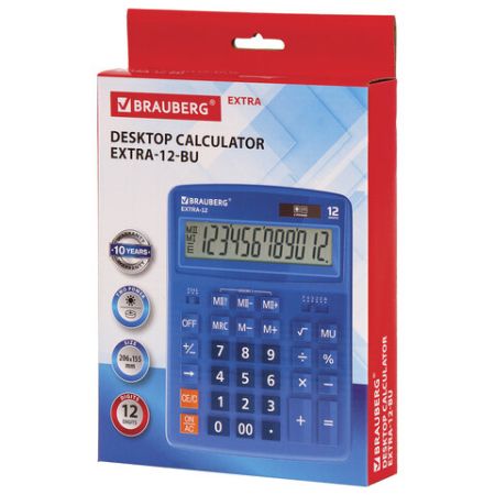 Калькулятор настольный BRAUBERG EXTRA-12-BU (206x155мм) 12разр синий 1/20/40 (Клиент)