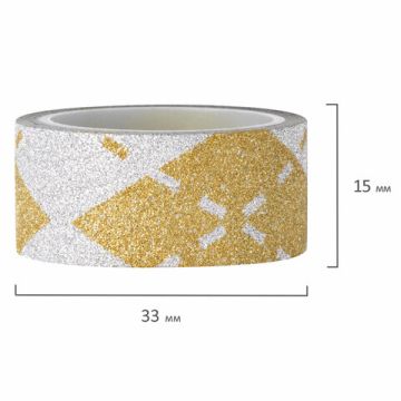 Клейкие ленты 15мм х 3м декоративные 7цв с блестками Узоры  ОСТРОВ СОКРОВИЩ 1/12/144