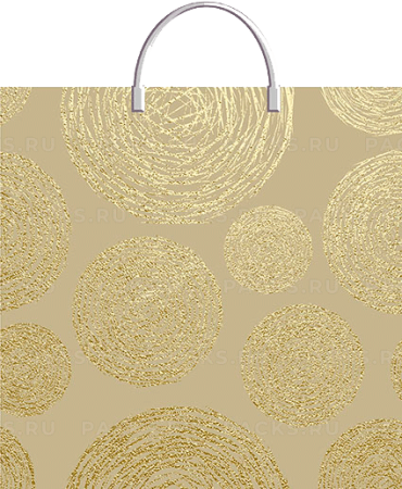 Пакет с пластмассовыми ручками (35х36)-85 Золотистые круги Тико 10/100