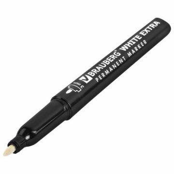 Маркер перманентный белый 3мм круглый наконечник BRAUBERG WHITE EXTRA 1/12  (Клиент)