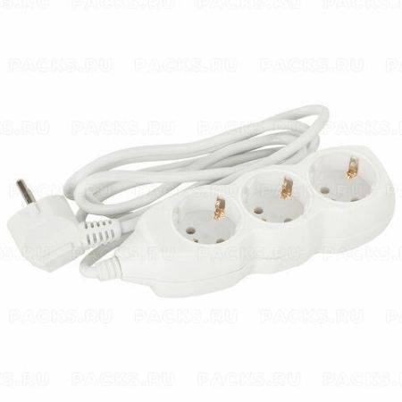 Сетевой фильтр 1,8м SONNEN U-131G 3 розетки с заземлением 10 А белый 1/40