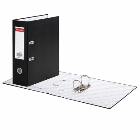 Папка-регистратор А4 90мм BRAUBERG с покрытием из ПВХ черная 1/12 (клиент)