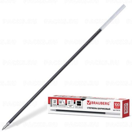 Стержень шариковый черный 152мм узел 1мм линия 0,5мм BP103R BRAUBERG 100/10000