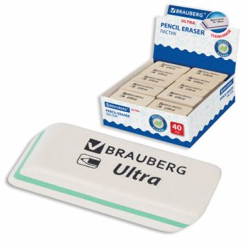 Ластик 50х14х8мм натуральный каучук белый BRAUBERG Ultra 1/40