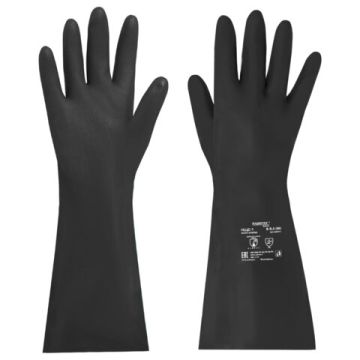 Резиновые перчатки КЩС-1 латексные двухслойные разм 8 черные ULTRA STRONG RABBITEX 1/12 (Клиент)