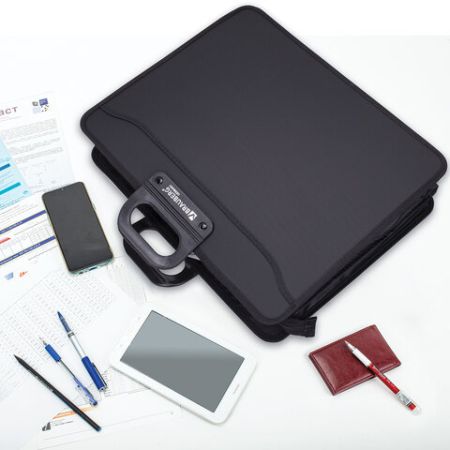 Папка-портфель пласт. БОЛЬШОГО ФОРМАТА BRAUBERG ПОРТФОЛИО А3 (470х380х130мм), 3 отд., черный 1/10