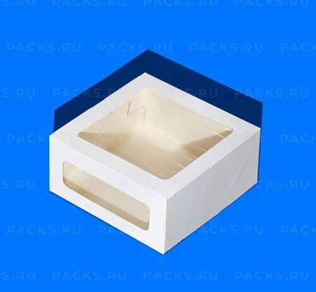 Коробка для торта с окном 240х240х100мм картонная белая ForGenika CAKE I 15/75