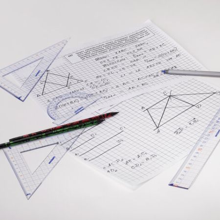 Набор чертежный большой линейка 30см, 2  угольника, транспортир, пенал ЮНЛАНДИЯ 1/24